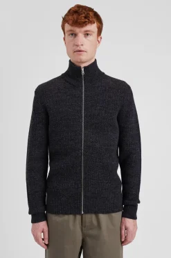 Norse Projects KNITWEAR>Hagen Wool Cotton Rib Full Zip Jacket