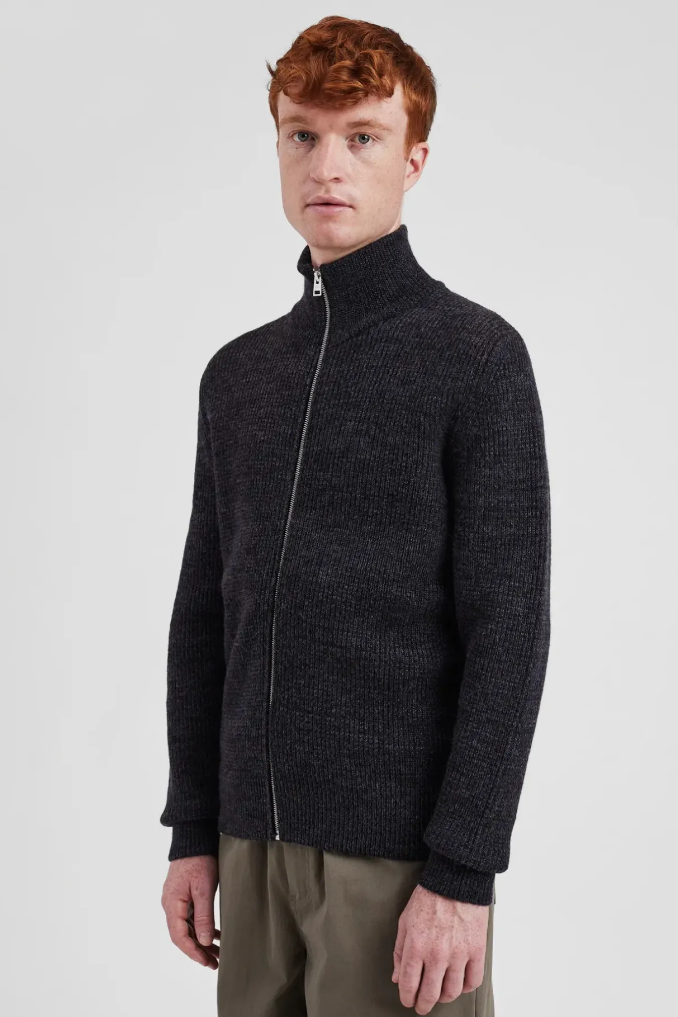 Norse Projects KNITWEAR>Hagen Wool Cotton Rib Full Zip Jacket