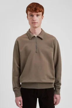 Norse Projects SWEATSHIRTS>Ketel Relaxed Organic NORSE Logo Half Zip