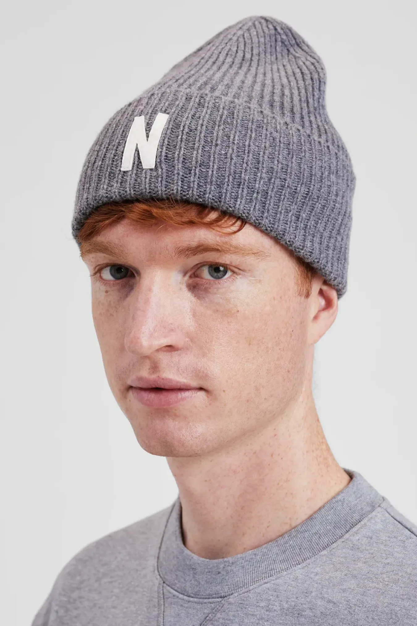 Norse Projects BEANIES>Merino Lambswool Rib N Logo Beanie