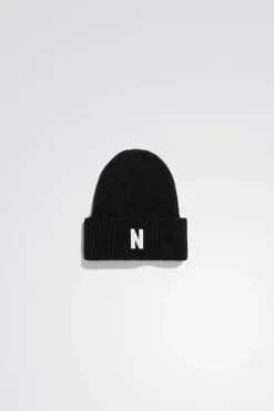 Norse Projects BEANIES>Merino Lambswool Rib N Logo Beanie