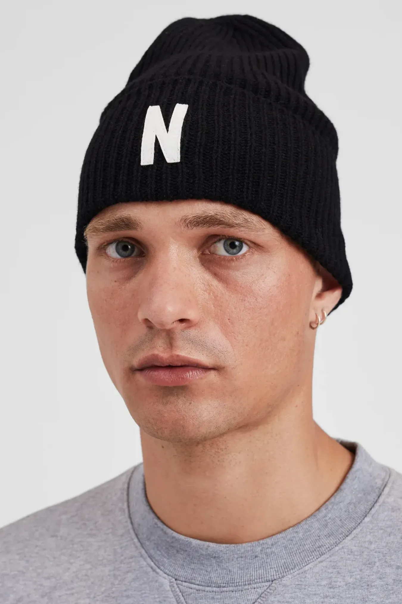 Norse Projects BEANIES>Merino Lambswool Rib N Logo Beanie