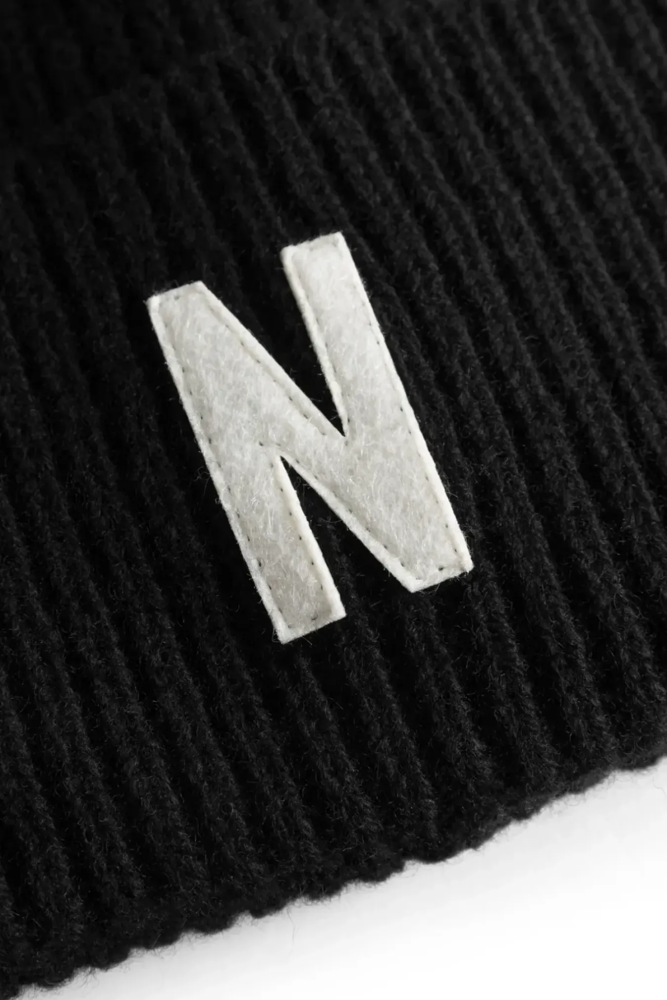 Norse Projects BEANIES>Merino Lambswool Rib N Logo Beanie