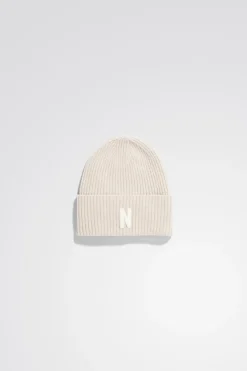 Norse Projects BEANIES>Merino Lambswool Rib N Logo Beanie