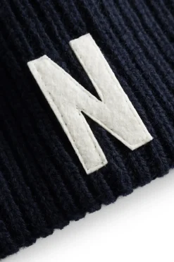 Norse Projects BEANIES>Merino Lambswool Rib N Logo Beanie
