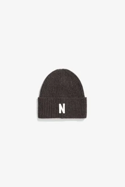 Norse Projects BEANIES>Merino Lambswool Rib N Logo Beanie
