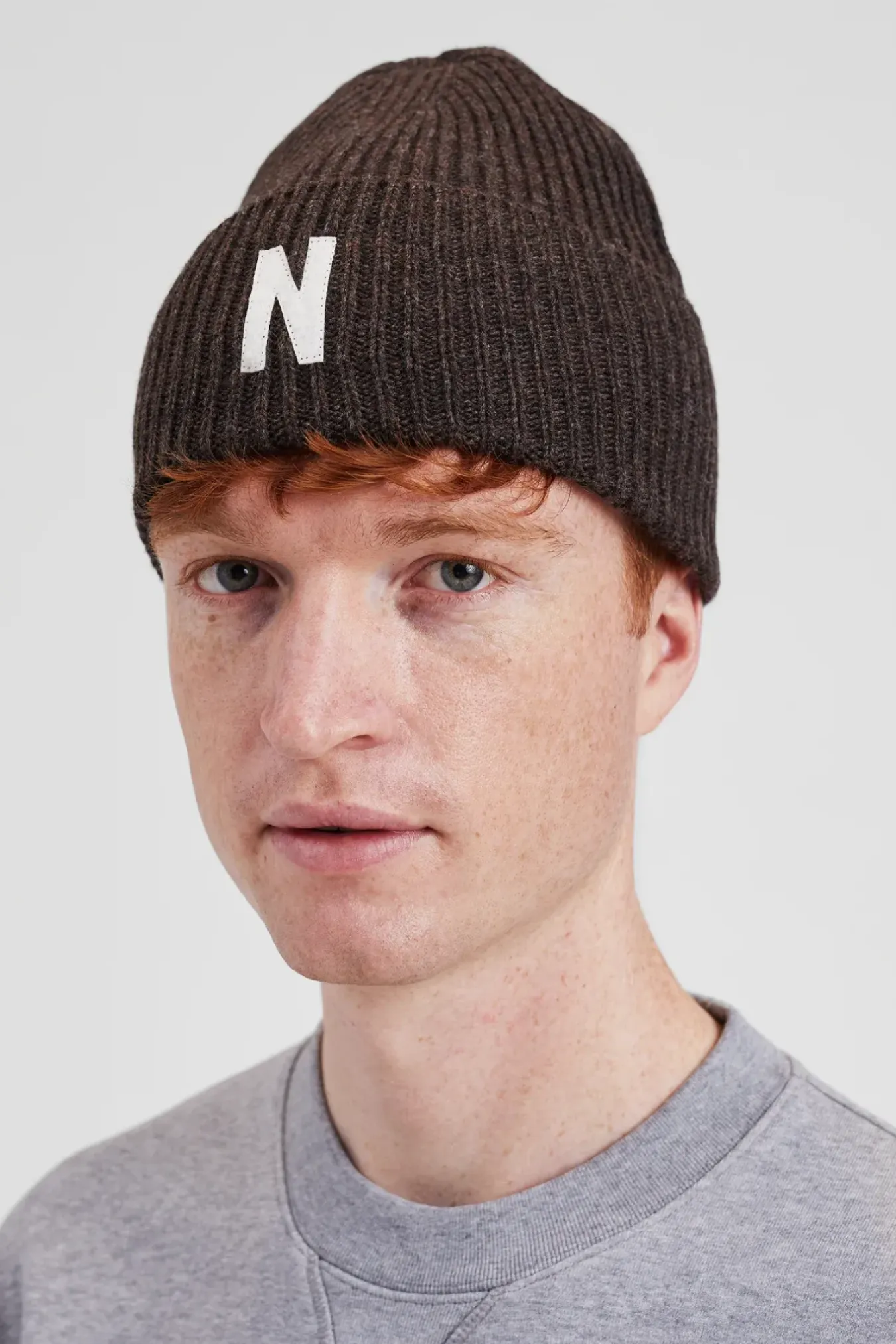 Norse Projects BEANIES>Merino Lambswool Rib N Logo Beanie