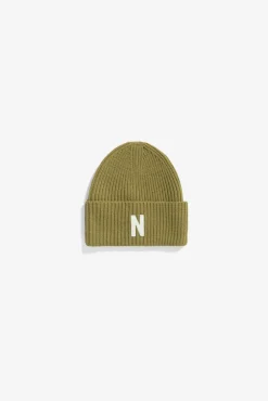 Norse Projects BEANIES>Merino Lambswool Rib N Logo Beanie