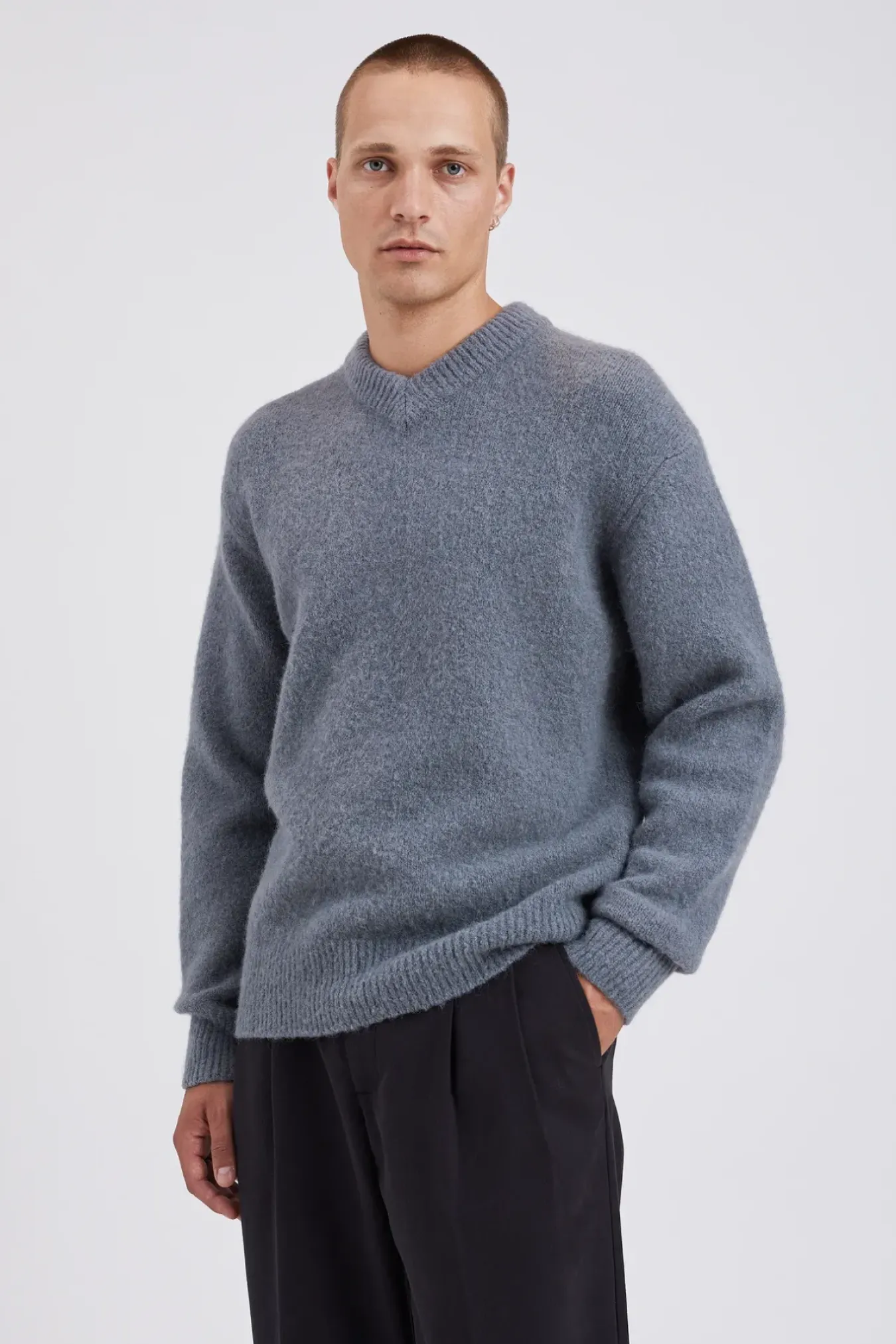 Norse Projects KNITWEAR>Rasmus Relaxed Brushed V-Neck Sweater